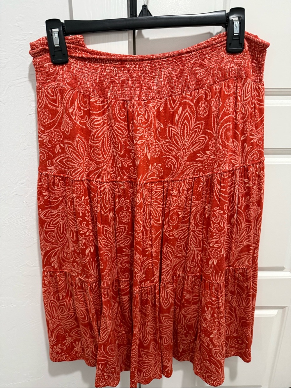 St. John's Bay Coral Paisley Tiered Midi Skirt